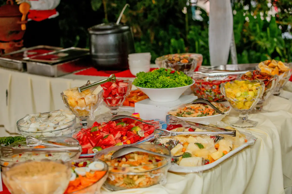 Traditional South Indian catering buffet by Sathya Catering Services